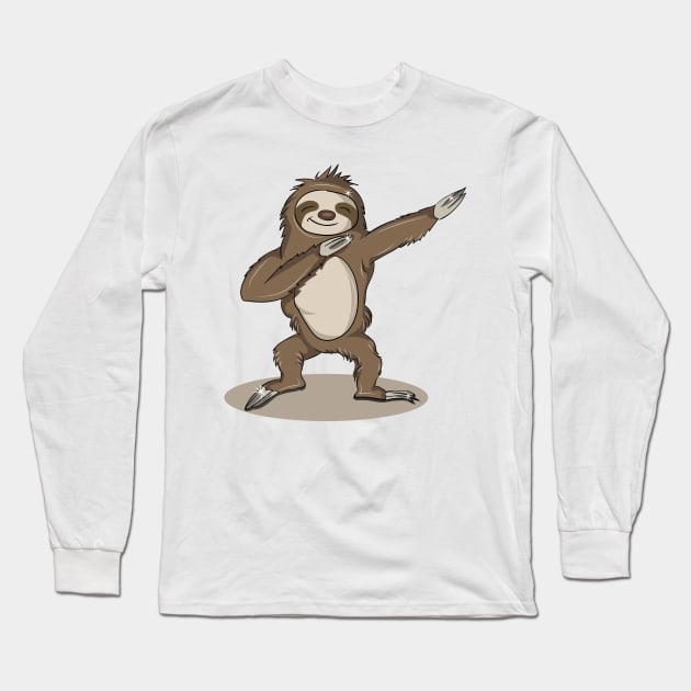 'Dabbing Dancing Sloth' Funny Dabbing Animal Gift Long Sleeve T-Shirt by ourwackyhome